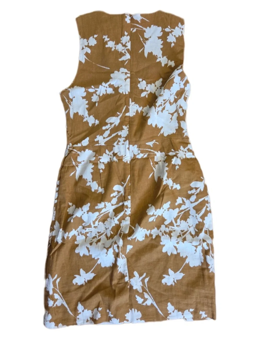 Ann Taylor Dark Mustard and White Floral Sleeveless Midi Dress - Picture 2 of 5
